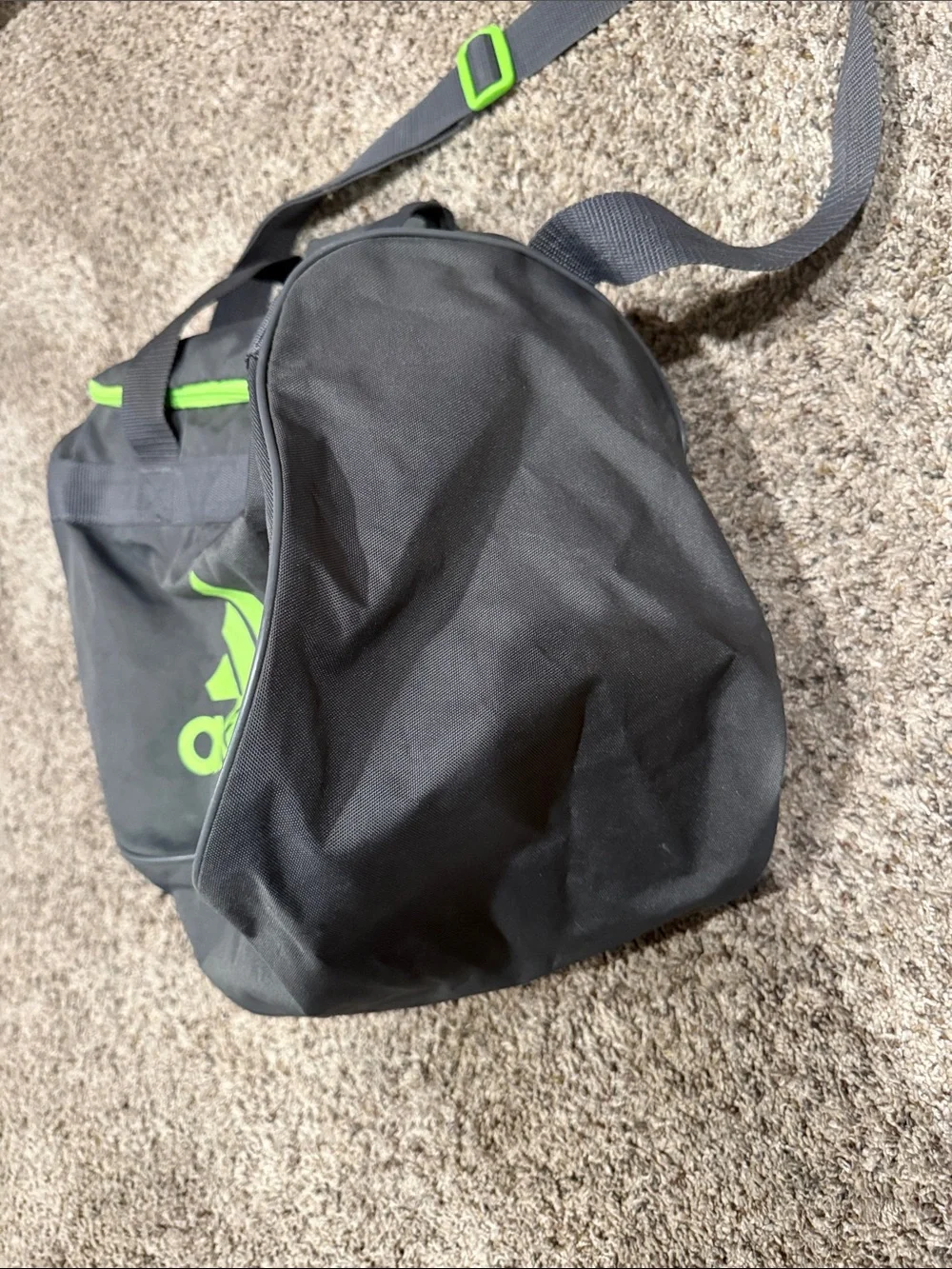 adidas Black Duffel Bag with Neon Green Logo